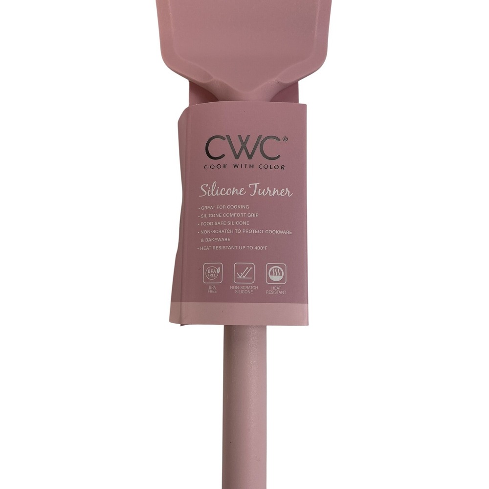 CWC Cook With Color Pink Silicone Turner & Spatula Set BPA Free 450F - Picture 4 of 13